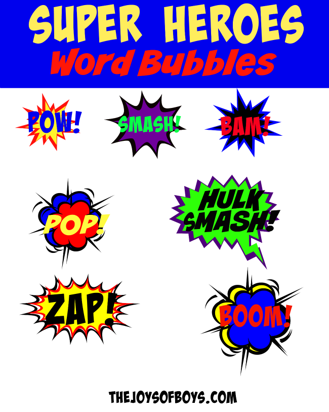 Super Hero Word Bubbles