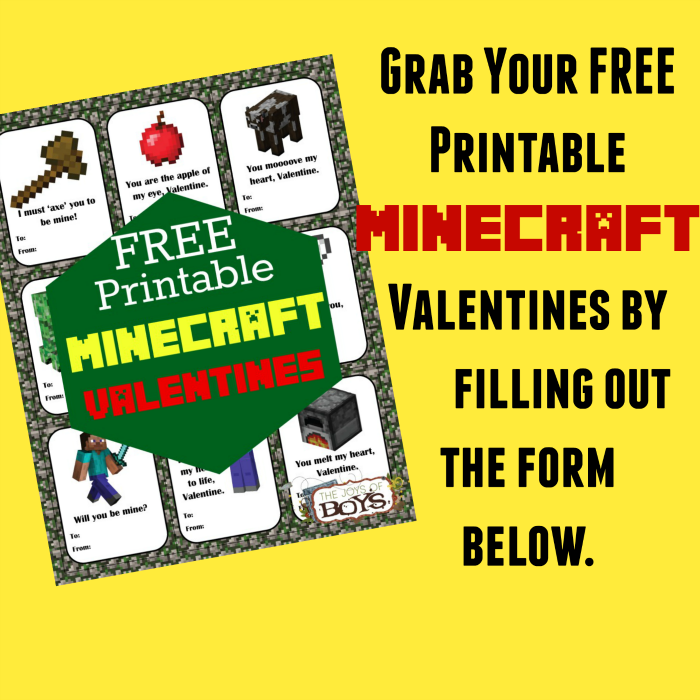 Free Printable Minecraft Valentines