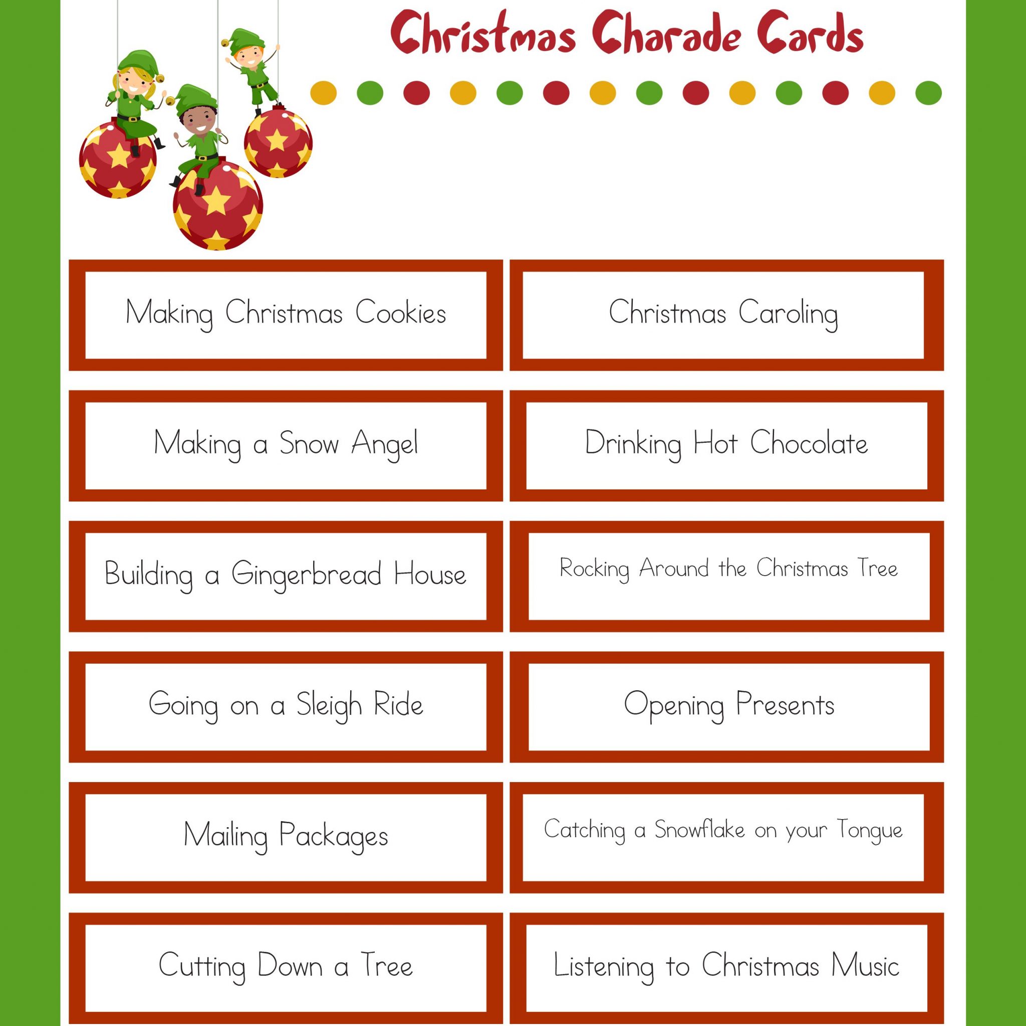 Free Printable Christmas Charades Cards Printable Free Templates Download