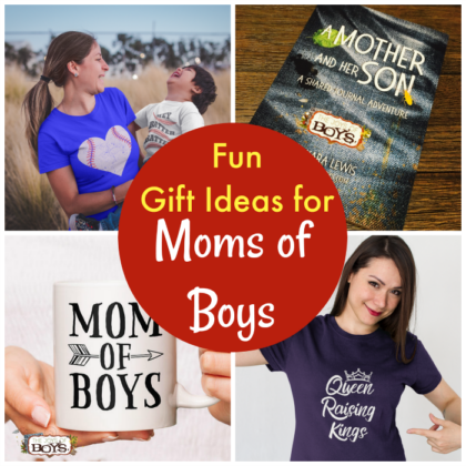 Gift Ideas Moms of Boys will love including moms of boys t-shirts, mugs, journals, wall hangings and moms of boys jewelry.